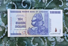TEN BILLION ZIMBABWE DOLLARS UNCirculated 2008 Currency Hyperinflation Trillion