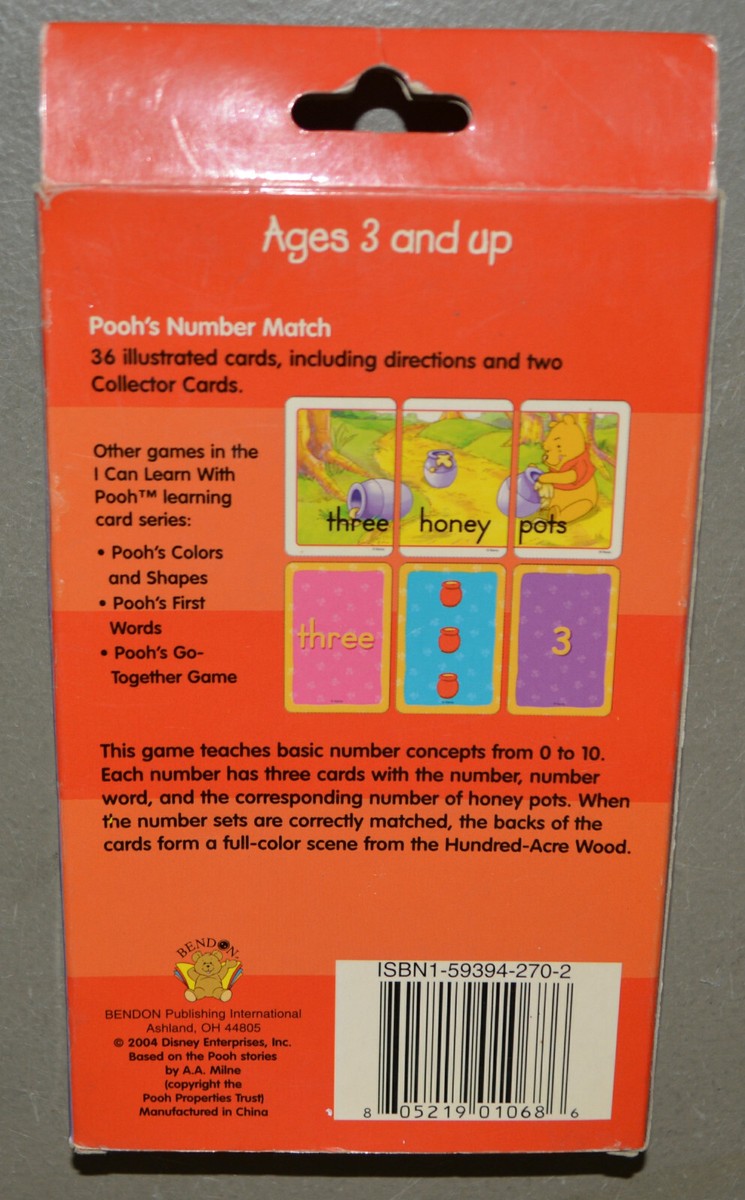 I CAN LEARN WITH POOH: Numbers Match card game - Disney 2004