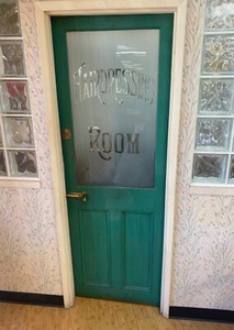 6' 3" wood Art Deco 1930 Etched Glass window Interior Hair Salon suite Door Orig
