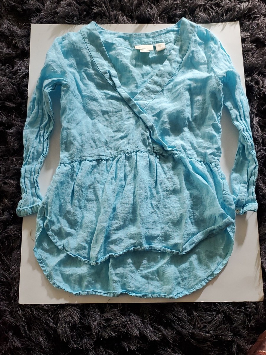 Lot Of 2 Women's Small Tops Cynthia Rowley Blue Linen Zac Rachel