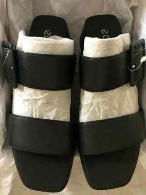 Ecco Elevate Squared Leder Sandale Gr. 4-4,5 UK - 29131301001 - Schwarz Neu