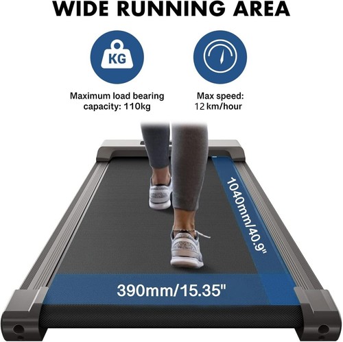 1-12km/h Under Desk Treadmill Walking Pad Treadmill with Incline & Remote Grey - Picture 8 of 10