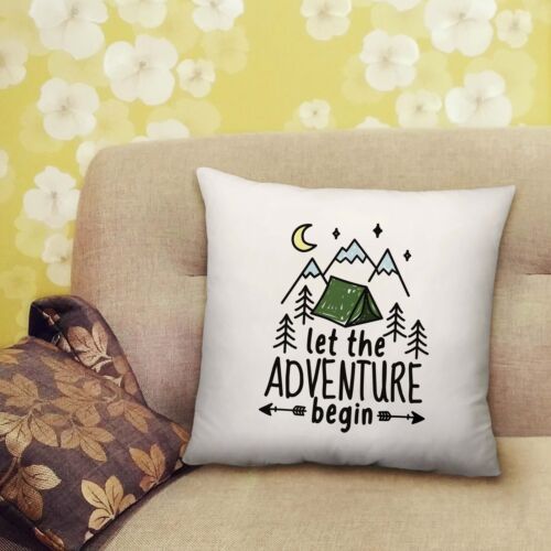 Let The Adventure Begin Mountain Travel Printed Cushion Gift - 40cm x 40cm - Afbeelding 1 van 1