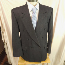 Samuelsohn Wool Flannel Double Breasted Gray Blazer Size 42R Suit Jacket