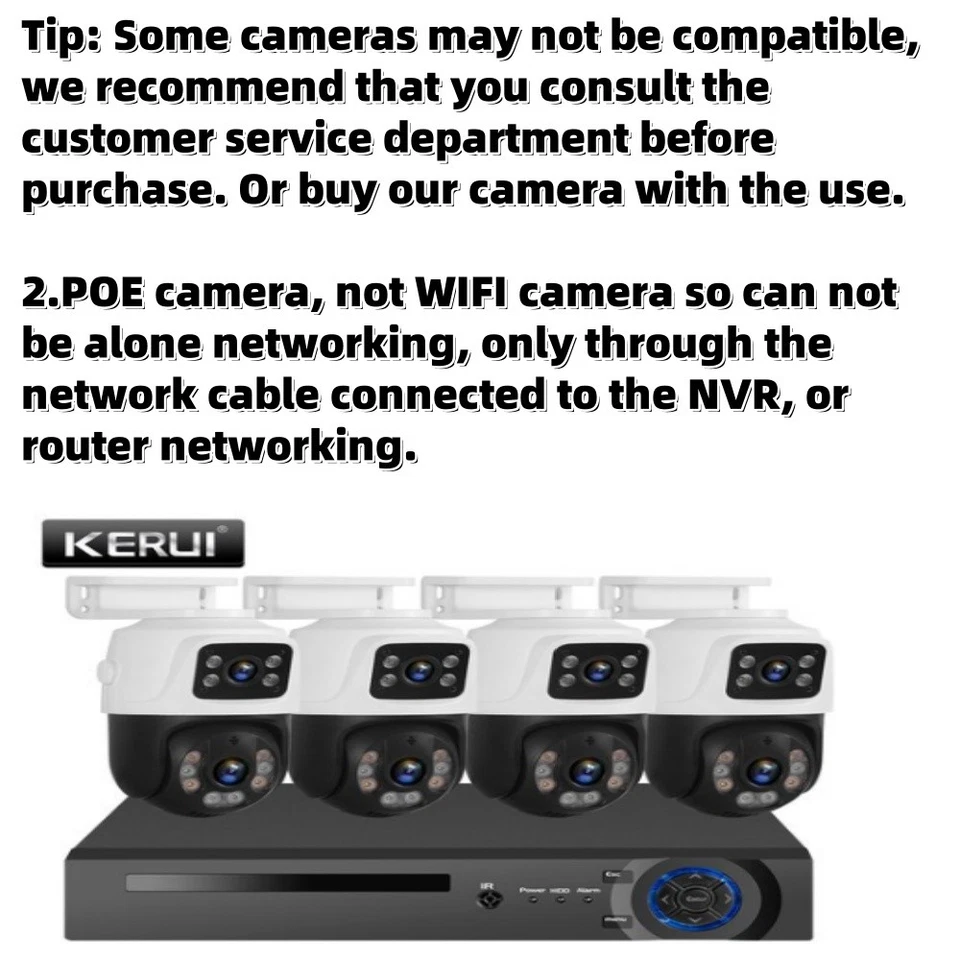 KERUI 8CH POE NVR Security Camera System 6MP 2PCS 4PCS Cameras Night Vision NEW - Image 2 of 4