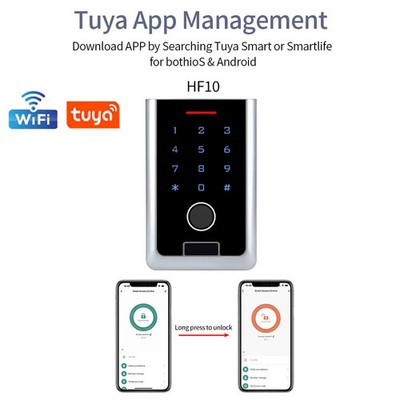 Tuya WiFi Metal Waterproof Fingerprint Keypad Door Access Control Reader Opener