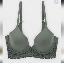 Aerie Sunnie lace lightly lined full coverage bra green size 34C
