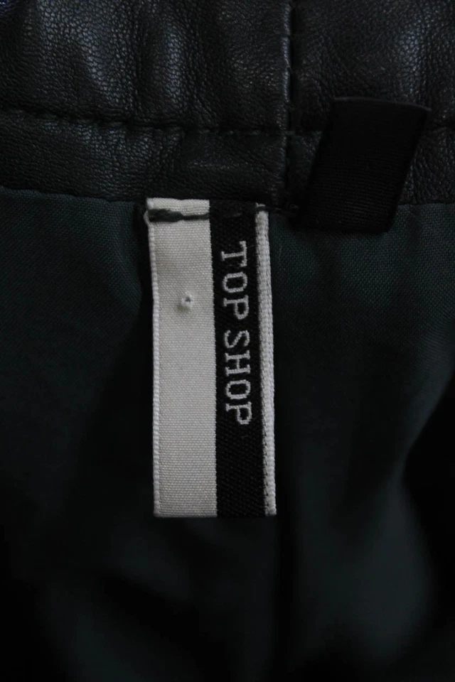 Bermudas de motociclista Topshop unisex negras de cuero real talla 2 Foto 4 de 4