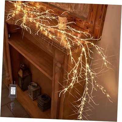  Lighted Birch Garland 6FT 120 LED Fairy Lights Plug in Pre-lit White Birch