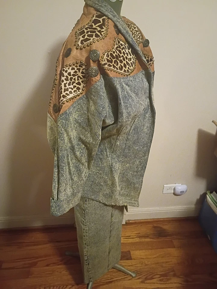Conjunto Blazer y Falda Denim Lavado Ácido Años 80 De Colección Muy Raro Foto 2 de 4