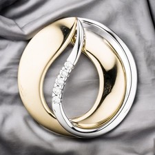Anhänger 585 Gold Gelbgold Weißgold bicolor 5 Diamanten Brillanten