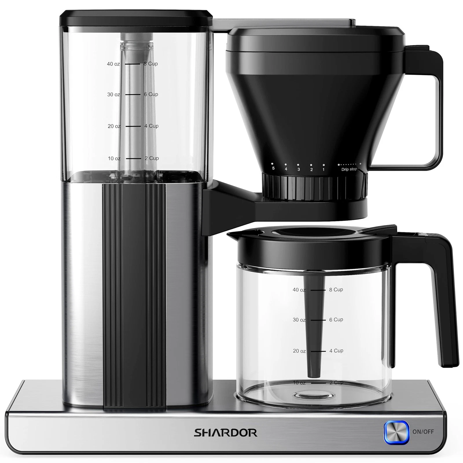 8-Cup Drip Coffee Maker 40oz with Reusable Filter - Easy One-Touch Brewing