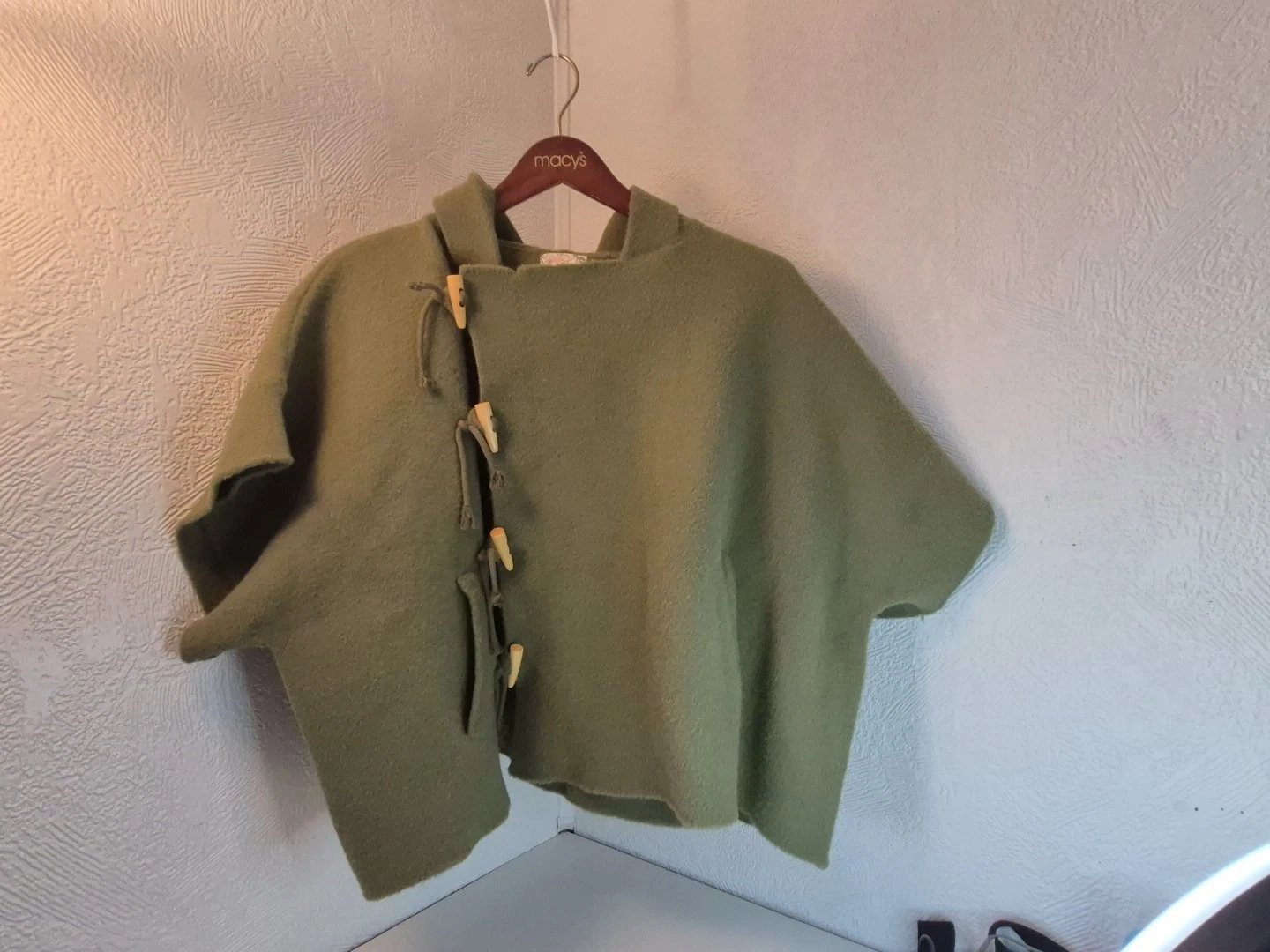 Free People Olive Hoodied Toggle Poncho, One Size