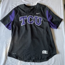Nike BSBL TCU Horned Frogs Baseball Dri-FIT Pullover Shirt Mens XL Black Purple