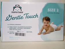 Mama Bear Gentle Touch Diapers Hypoallergenic Size 2 ~ 184 Count (4 Packs of 46) 0.22 per diaper