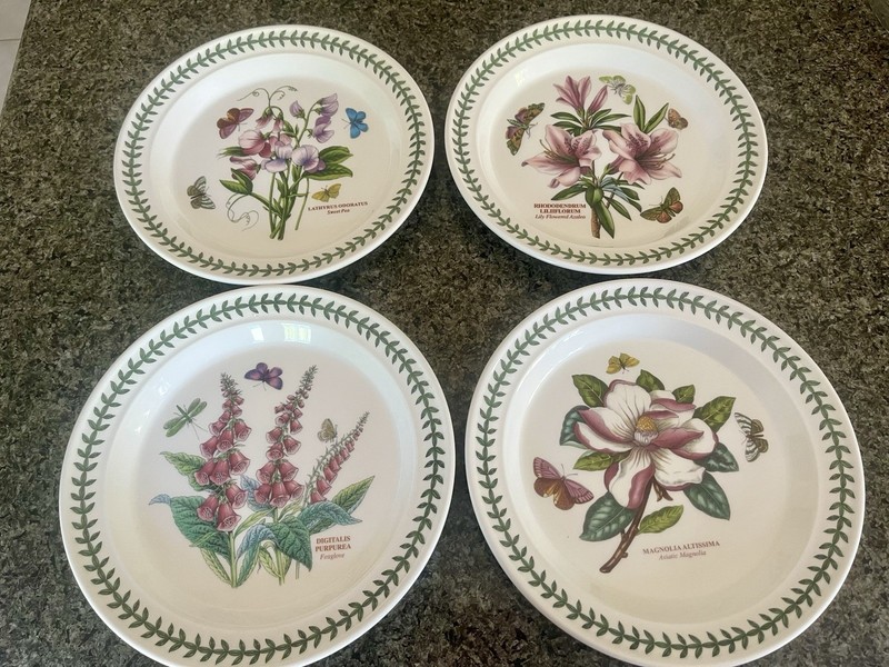 4 Assorted Portmeirion Botanic Garden Dinner Plates 10.5”