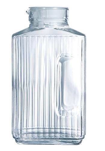 Pichet en verre transparent Arcoroc Quadro 2l avec couvercle blanc