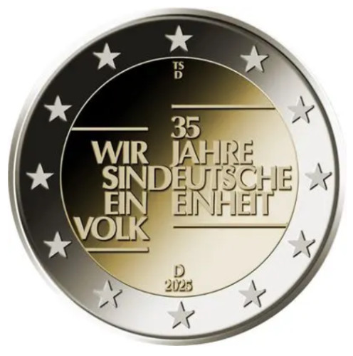 Pièce 2euros commémorative Allemagne 2025 – Unité Allemande - At D