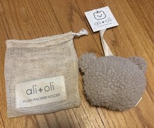 Ali Oli Plush Muslin Cotton Pacifier Holder Teddy Bear Soft Binky for Baby Gift