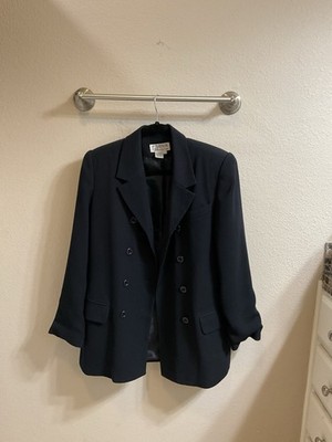 Atrium Women's Black Wool Double-Breasted Blazer Jacket Size 8