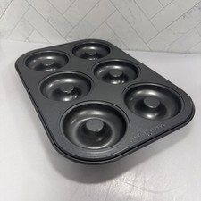 Nordic Ware 6-Cavity Nonstick Donut Baking Pan Steel 12" x 8.5" Gray
