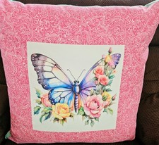 Handcrafted Pink Butterfly Pillow