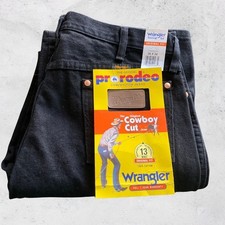 Wrangler Jeans 36 x 32 Cowboy Cut Original Fit Men Black Denim 13MWZWK Pro Rodeo