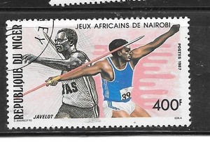 NIGER SC#766 1987 JAVELIN CTO USED XF OLD TOPICAL PICTORIAL SINGLE STAMP