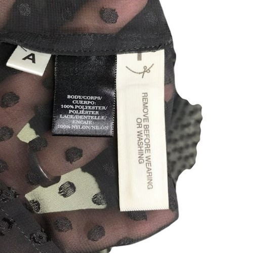 Ann Taylor Blouse Womens XS Black Sheer Swiss Dot Lace Button Up Witchy Gothic - Picture 7 of 9