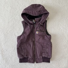 Y2k Carhartt Wildwood Sherpa Lined Hooded Vest Deep Wine"