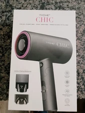 Tyche Chic Hair Dryer Cold Shot Ceramic Gray w/ 2 Attachments Blow Dryer