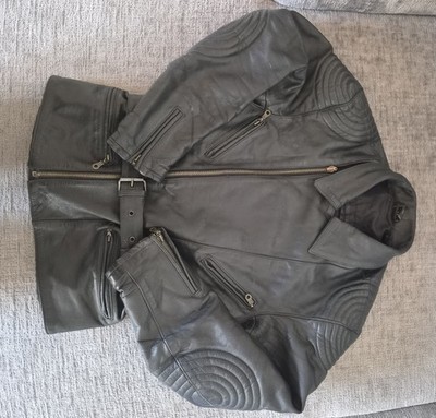 *POLO* Herren Lederjacke Schwarz Bikerjacke Motorradjacke Echtleder Vintage Rock