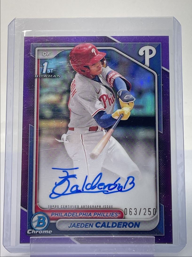 JAEDEN CALDERON 2024 BOWMAN CHROME 1ST PURPLE REFRACTOR AUTO /250 Q1001