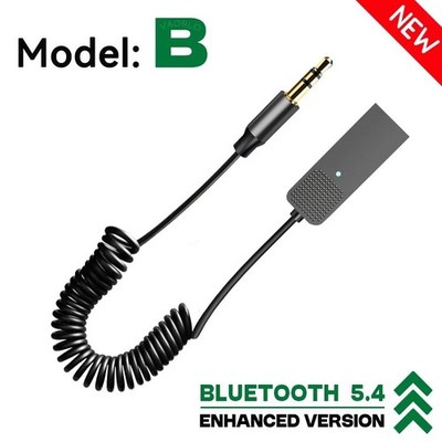 Bluetooth 5.0 Empfänger Adapter 3.5mm Auto AUX Audio Stereo USB KFZ mit Kabel