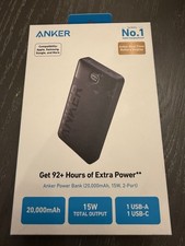 Anker Power Bank 20000mAh USB-C Portable Charger 15W Max 2-Port Battery Pack