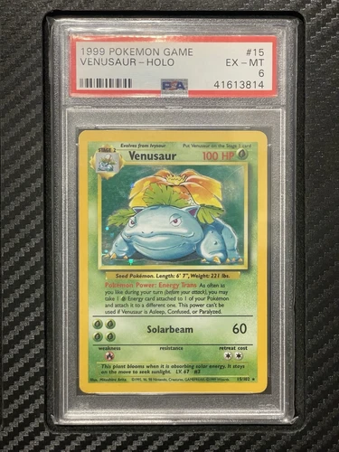 1999 PSA 6 Venusaur #15 Holo Rare WOTC Pokemon Game Base Set Unlimited