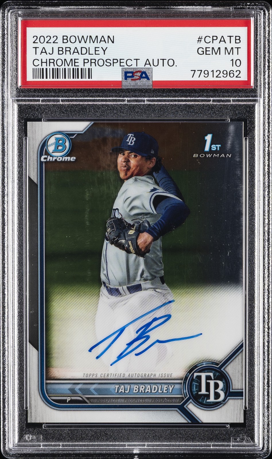 2022 BOWMAN CHROME PROSPECT AUTOS #CPATB TAJ BRADLEY PSA 10 AUTO
