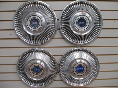 60s 70s falcon 片爪 パーカー ブルー Lセパポケ ヴィンテージ 1968 FORD FAIRLANE FALCON Blue Center WHEEL COVERS Hubcaps OEM SET