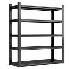 5-Tiers Heavy Duty Metal Adjustable Garage Storage Shelving Unit in Black (47.2