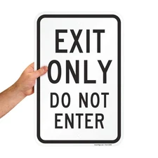 - K-6612-AL-12x18 "Exit Only - Do Not Enter" Sign | 12" x 18" Aluminum Black ...