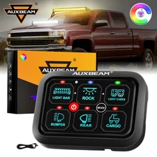 AUXBEAM RGB 6 Gang Switch Panel Set Light Bar Toggle Momentary Pulsed for Chevy