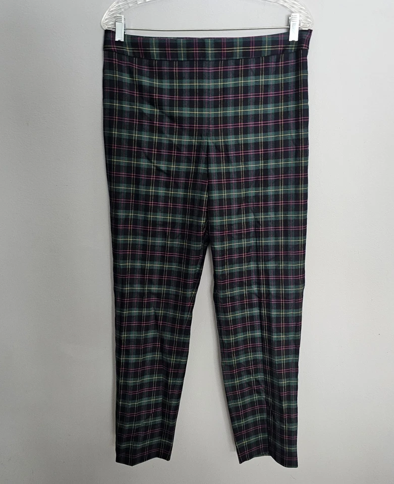 Pantalones al tobillo Talbots tartán a cuadros Chatham para mujer talla 8 azul marino verde rosa Foto 2 de 4