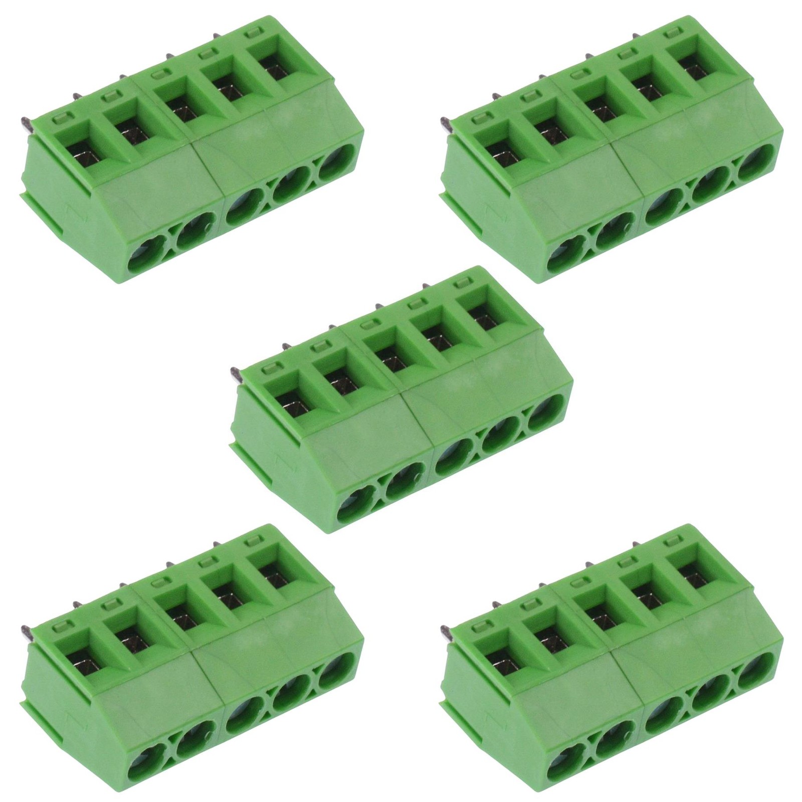 5 x 5-Way 5.08mm PCB Terminal Block Green 15A 300V
