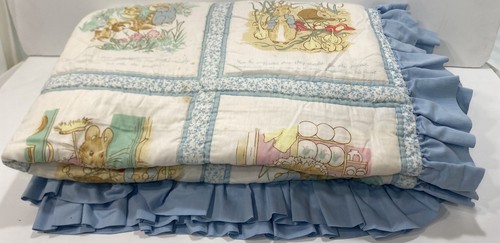 Peter Rabbit Baby CRIB QUILT COTTON Spots Stains As Is Small Tear 989
