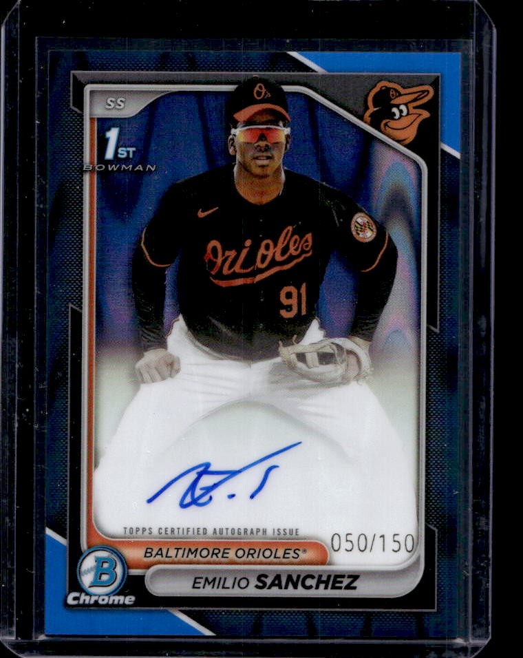 2024 Bowman Chrome Emilio Sanchez Auto Blue Raywave Refractor 1st #50/150