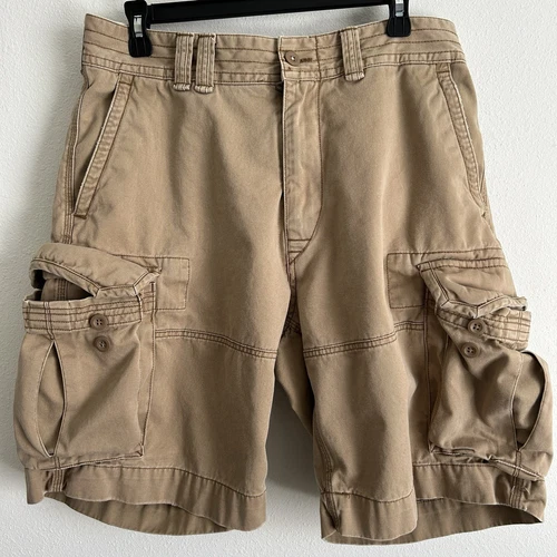 Polo Ralph Lauren Cargo Shorts Mens Sz 34 Cotton Utility Pocket Beige - Picture 2 of 18