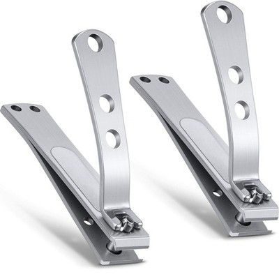 2 Pieces Nail Clipper for Thick Nails, Straight 2 Count (Pack of 1), Silver