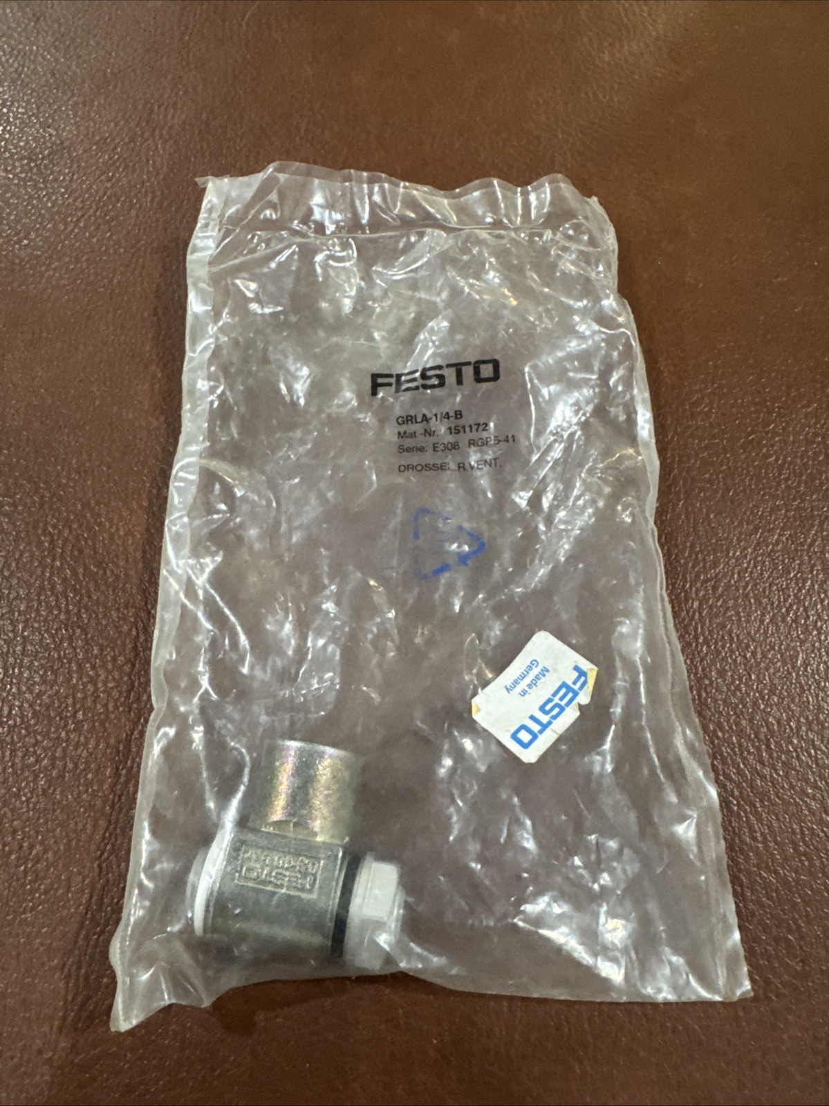 Festo GRLA-1/4-B, 151172 One-Way Flow Control Valve FNFP