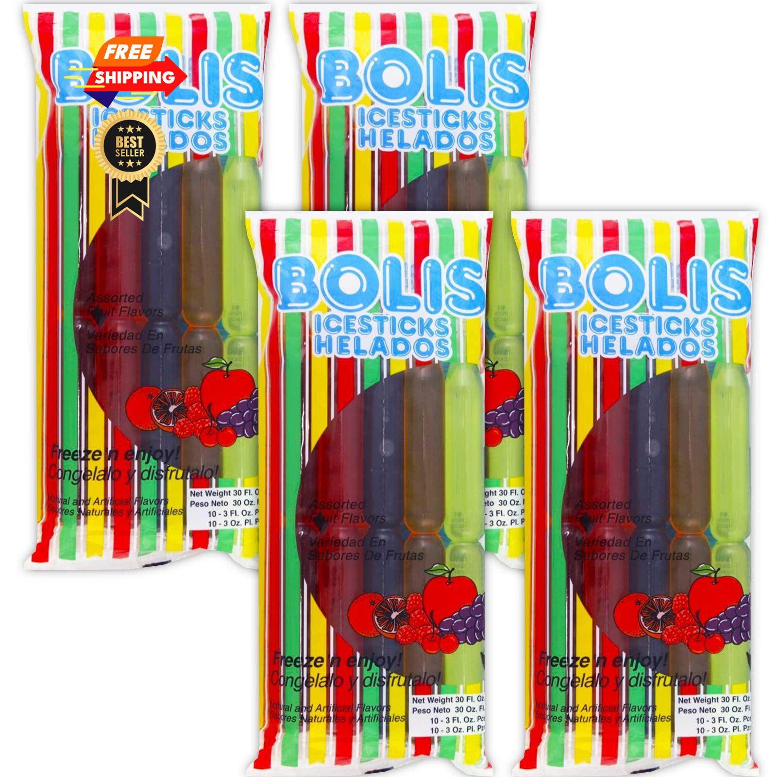 Bolis Freezer Pops - 4 Packs of Frozen Ice ice pops, bolis freezer pops