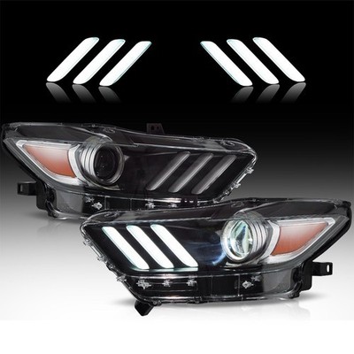 VLAND 2015-2017 Ford Mustang HID/Xenon LED Tube Projector Headlights Assembly